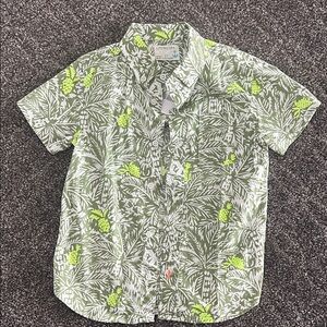 Crewcuts Green and White Tropical Print Shirt
